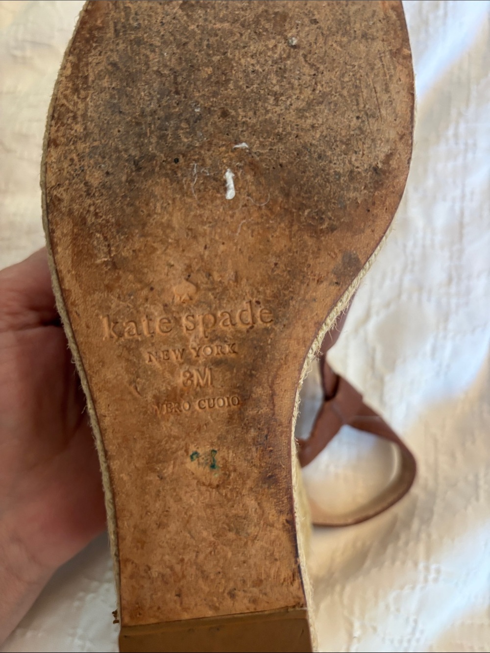 Kate Spade Brown Leather Espadrille Wedges - Size 8M - Picture 11 of 16